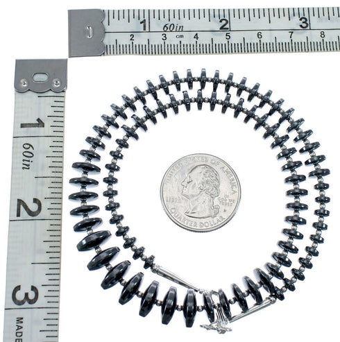 Hematite Genuine Sterling Silver Southwest Bead Necklace JX128477